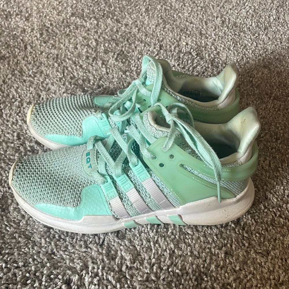 Teal adidas equipment sneakers